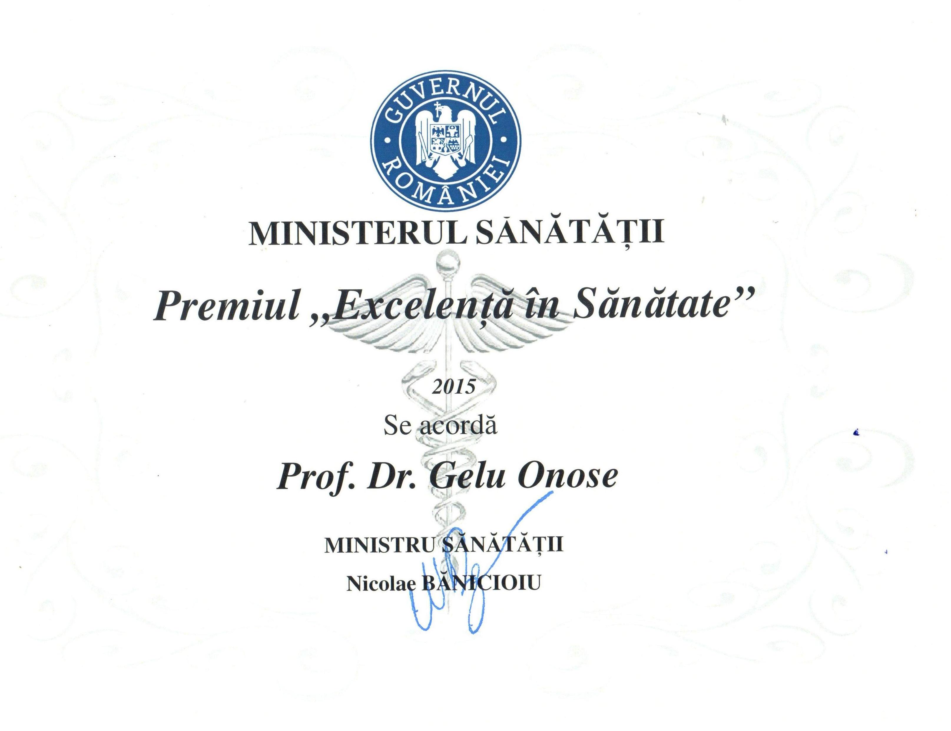 premiul excelenta in sanatate 2015