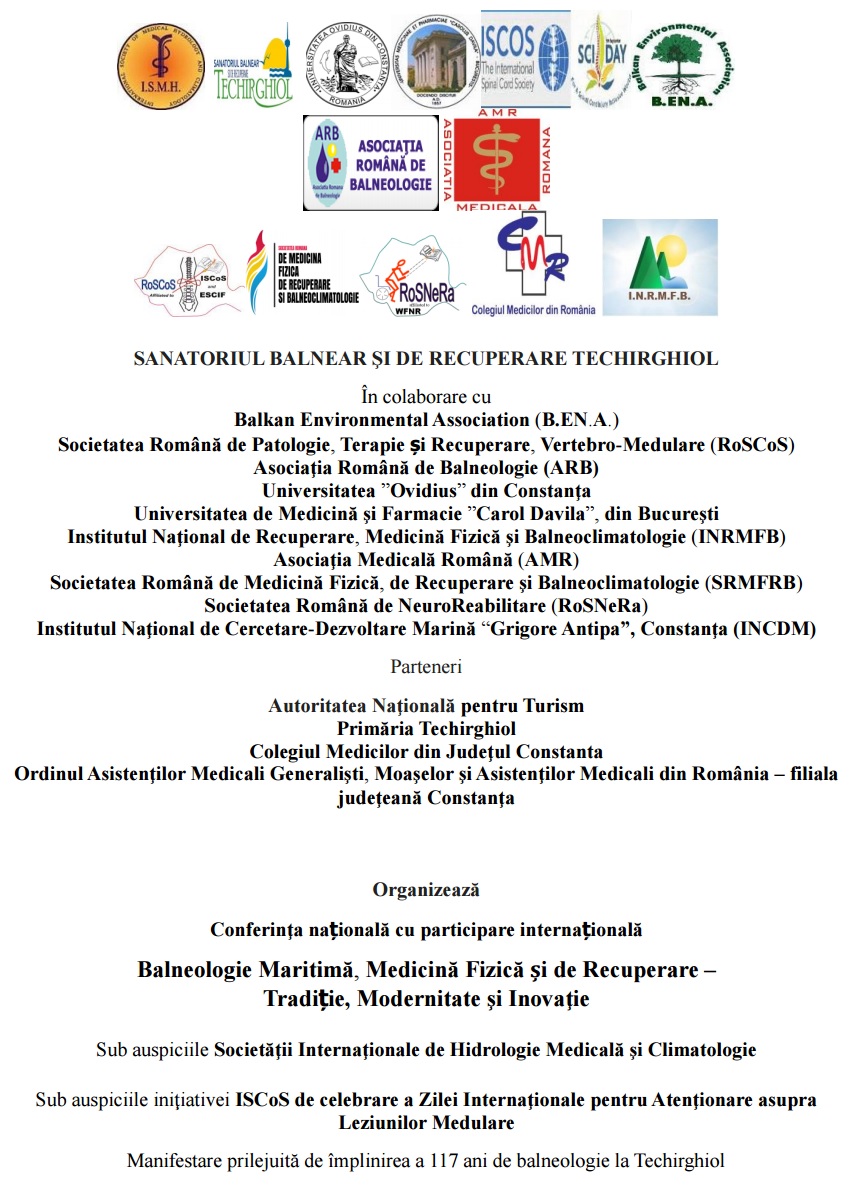 Conferinţa națională cu participare international: Balneologie Maritimă, Medicină Fizică și de Recuperare – Tradiție, Modernitate şi Inovaţie