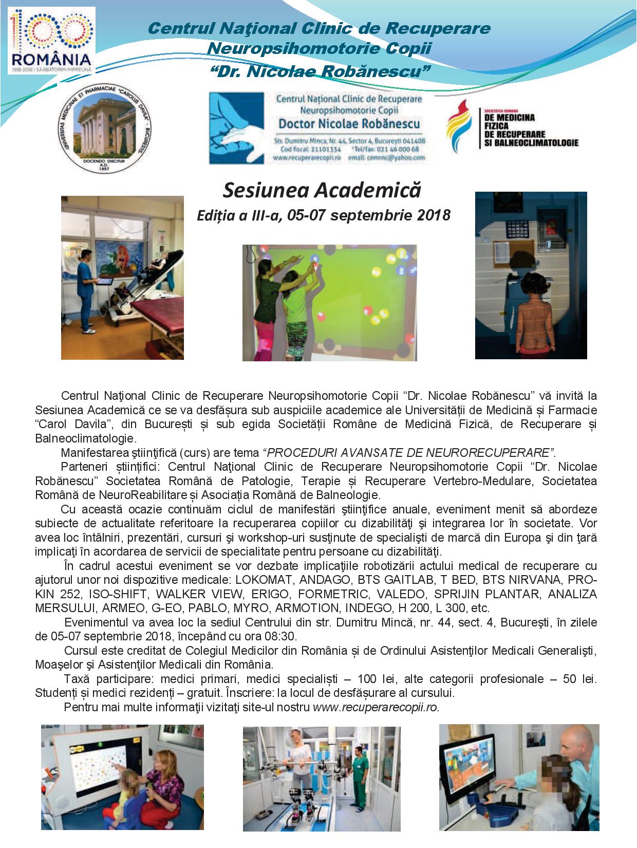 SESIUNEA ACADEMICĂ Ediția a III-a: 05-07 Septembrie 2018, București Invitatie